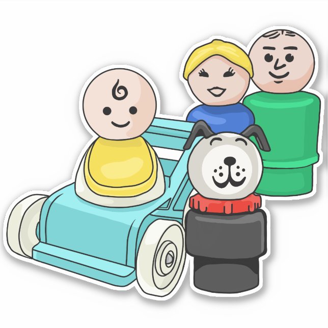 Sticker Petite famille avec poussette bébé (Devant)