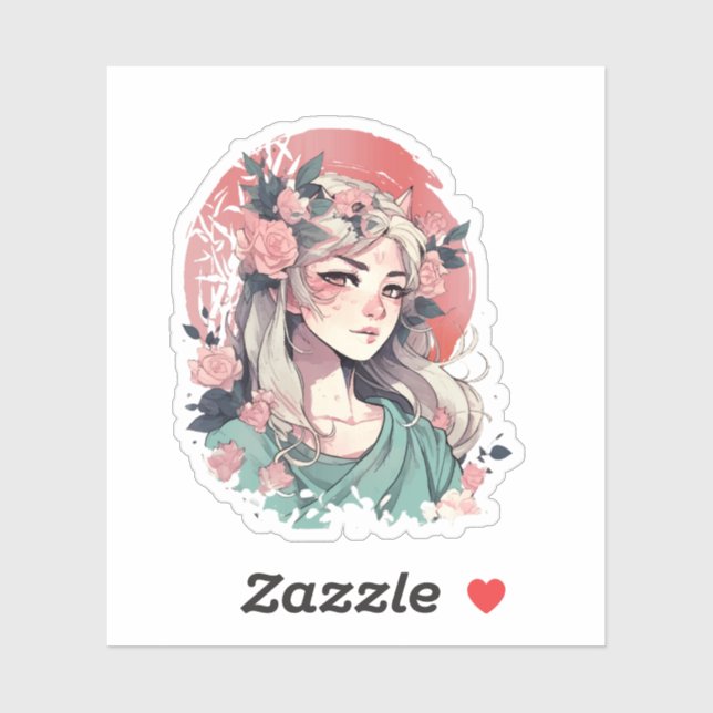 Sticker Petite fille Anime (Feuille)