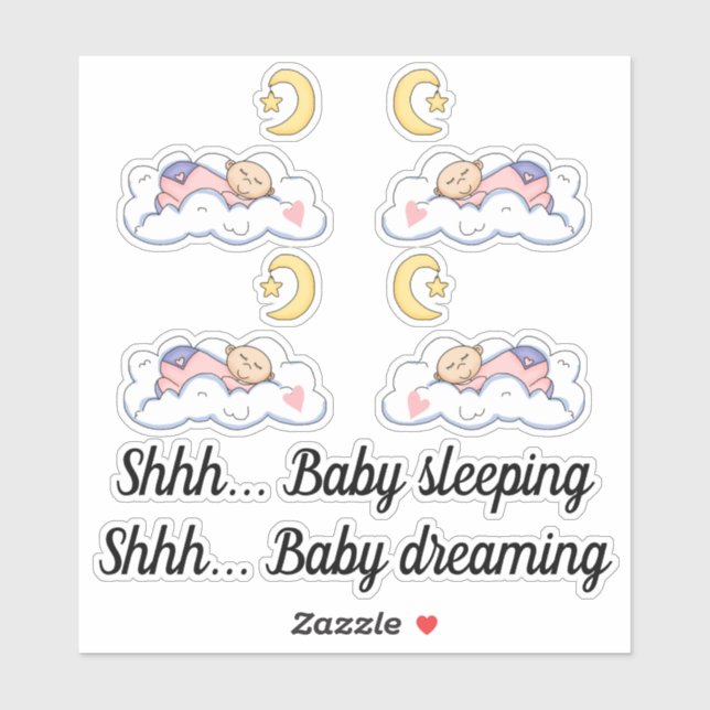 Sticker Petite fille qui dort sur un nuage (Feuille)