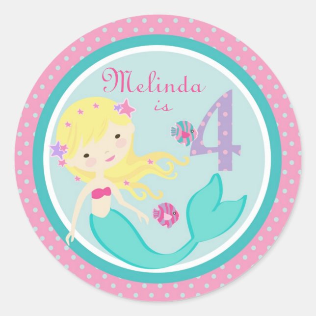 Sticker petite sirène Blonde 4B (Devant)