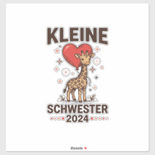Sticker Petite sœur 2024 Conception de sœur girafe mignonn