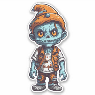 Sticker Petite zombie en tenue d'Halloween