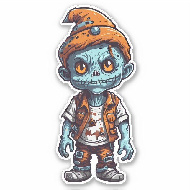 Sticker Petite zombie en tenue d'Halloween (Devant)