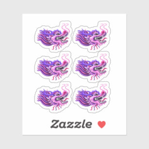 Sticker Petites têtes de dragon violet rose