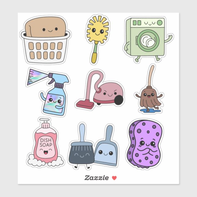 Sticker 🧼 Petits Aides : Ensemble d'autocollants de netto (Feuille)