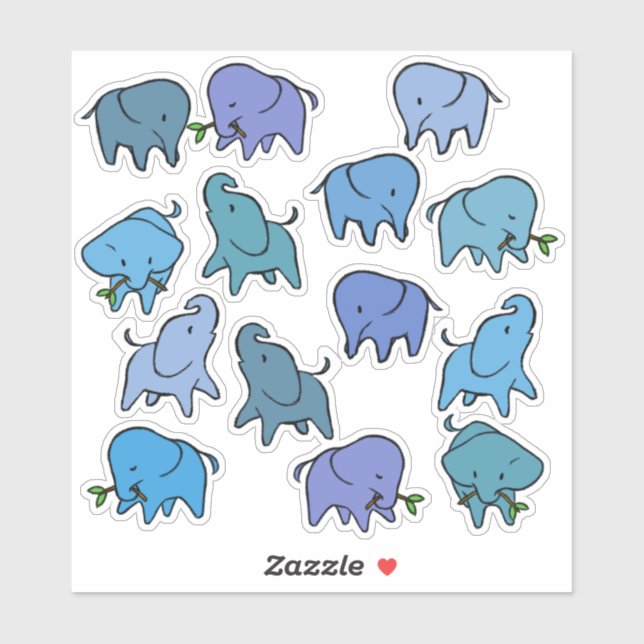 Sticker Petits éléphants (Feuille)