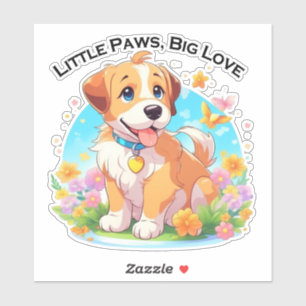 Sticker Petits Poches De Chiot Mignonne Grand Amour