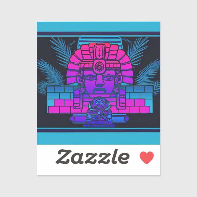 Sticker Pharaon Synthwave (Feuille)