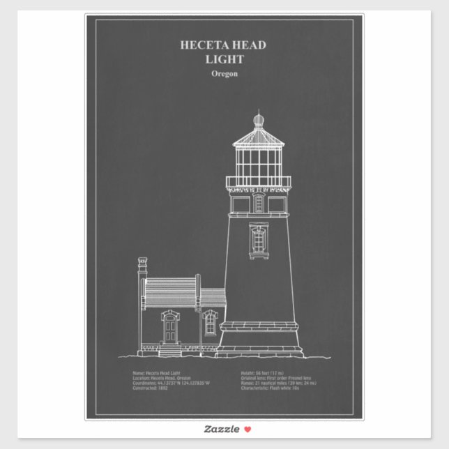 Sticker Phare de Heceta Head - Oregon - PD (Feuille)
