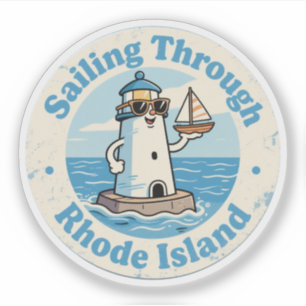 Sticker Phare de Rhode Island voilier vintage drôle 