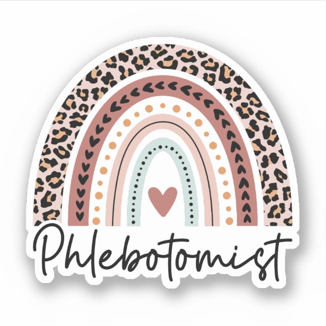 Sticker Phlebotomiste Leopard Rainbow Phlebotomy Technicie (Devant)