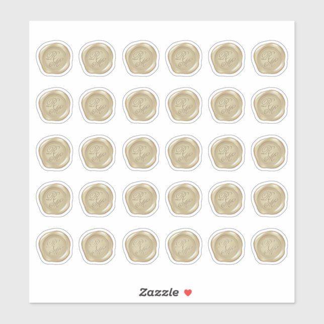 Sticker Phoques de cire Monogramme Gold Faux (Feuille)