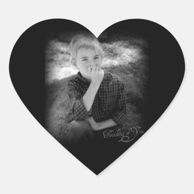 Sticker photo de cœur "Pensée pour toi" (Devant)