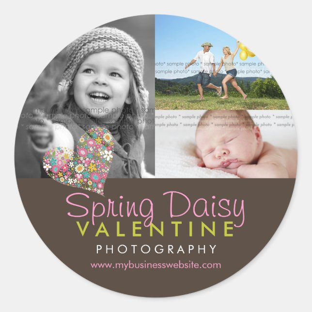 Sticker photo de Printemps Fleurs de Coeur Rose (Devant)