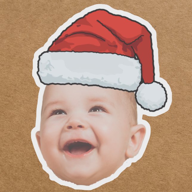 Sticker Photo de visage de bébé personnalisé Noël du Père  (Créateur téléchargé)