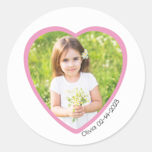 Sticker photo en forme de coeur rose Valentine