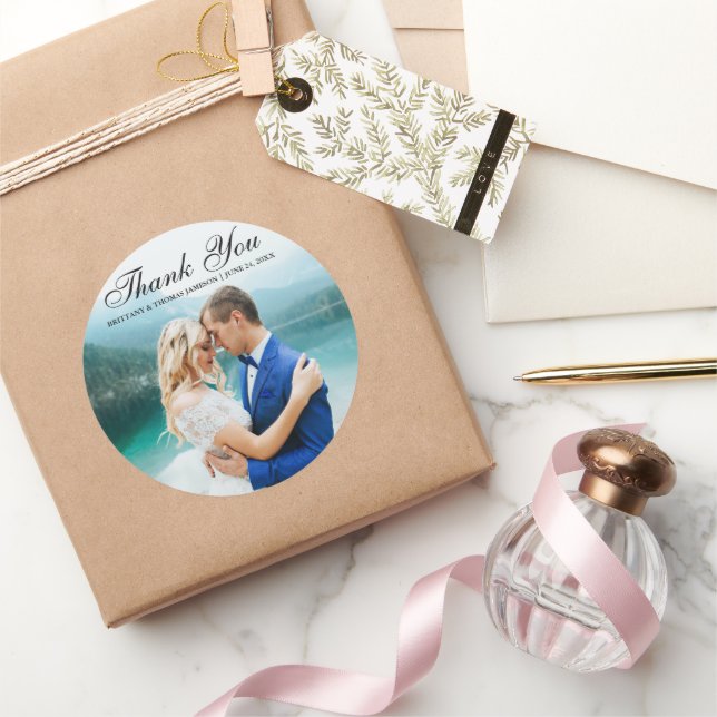 Sticker photo moderne Merci mariage BT R (Cadeaux)