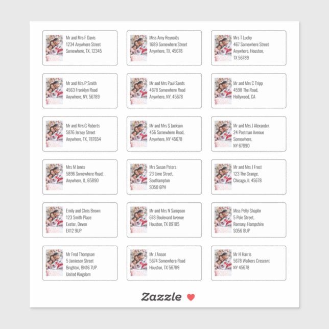 Sticker Photo personnalisée 18 Adresses des noms de destin (Feuille)