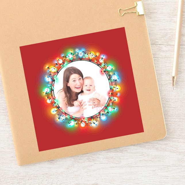 Sticker Photo personnalisée Ampoules lumineuses de Noël (Carnet)