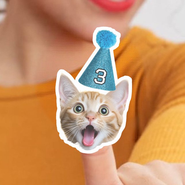 Sticker Photo Personnalisée Visage Chat Avec Casquette De  (Créateur téléchargé)