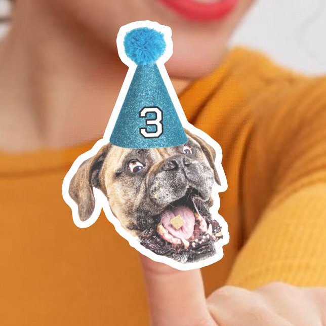 Sticker Photo Personnalisée Visage De Chien Avec Casquette (Créateur téléchargé)