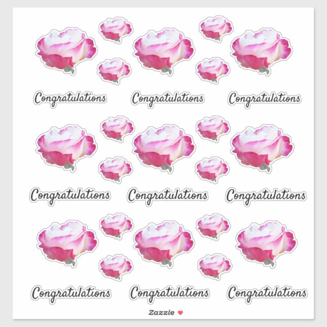 Sticker Photo Rose rouge et blanc | Félicitations (Feuille)