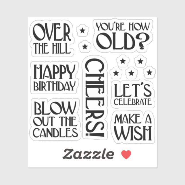 Sticker Phrases Art Déco Anniversaire (Feuille)