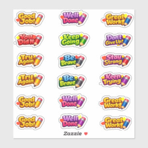 Sticker Phrases de mentalité de croissance Kawaii & crayon