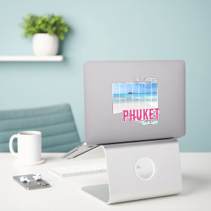 Sticker Phuket Thaïlande Panorama de plage vintage Souveni