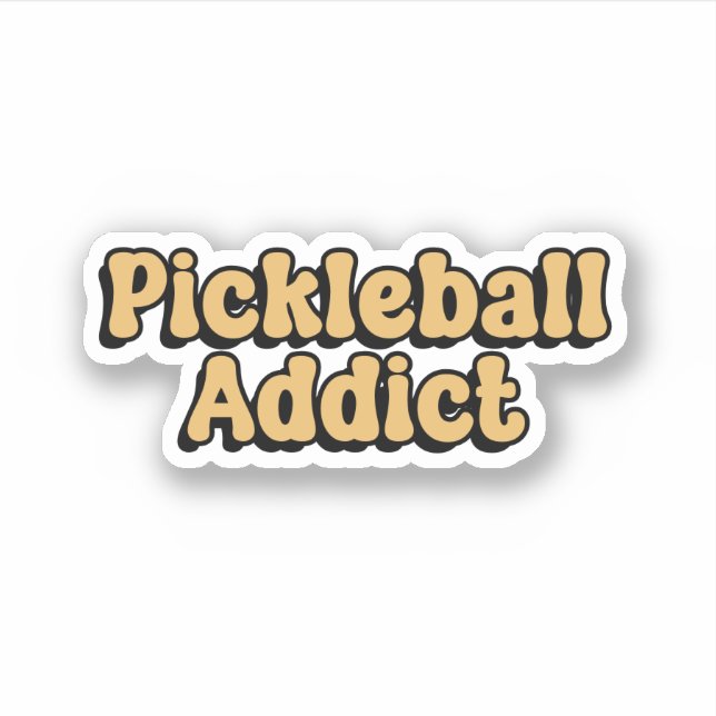 Sticker Pickleball Addict Yellow Retro Typographie (Devant)