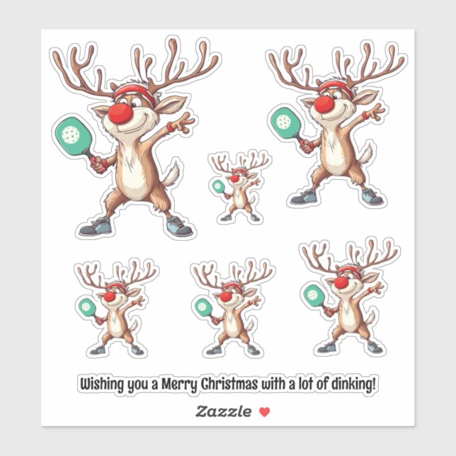 Sticker Pickleball 🎄 Joyeux Noël, texte personnalisé (Feuille)