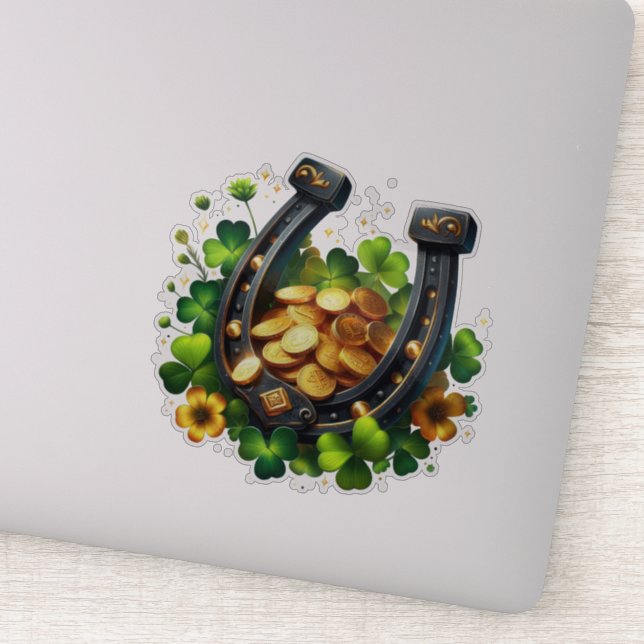 Sticker Pièces en or Lucky Horseshoe et Clover (Détail)
