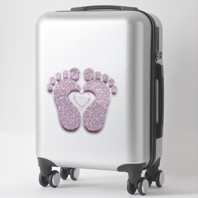 Sticker Pieds Bébé Coeur Réflexologie Massage Rose de voya (Sur valise)