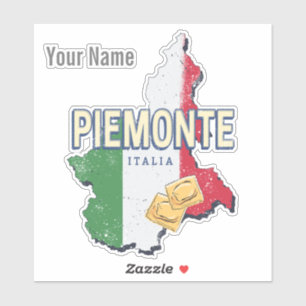 Sticker Piémont Italie Région Rétro Carte Pâtes Vintages