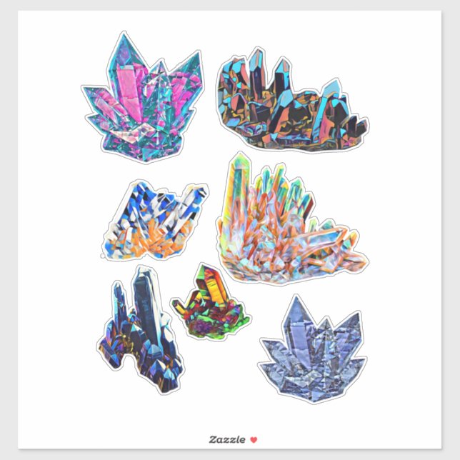 Sticker Pierres de cristal de roche Art Abstrait (Feuille)