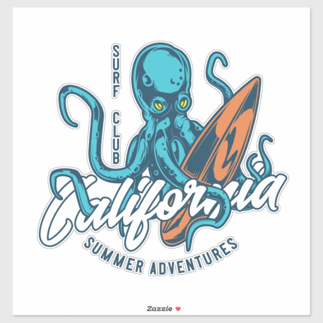 Sticker pieuvre de surf2 (Feuille)