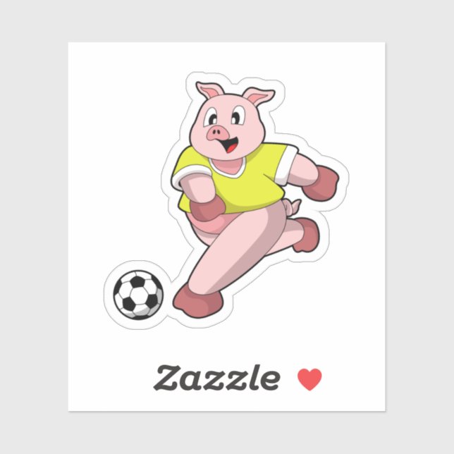 Sticker Pig comme joueur de football avec Soccer (Feuille)