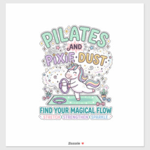 Sticker Pilates de licorne et poussière de pixie typograph