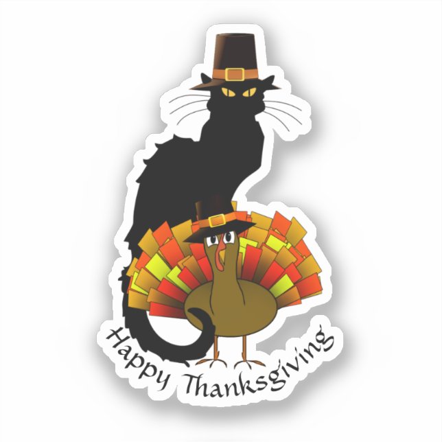 Sticker Pilgrim Le Chat Noir Thanksgiving  (Recto)