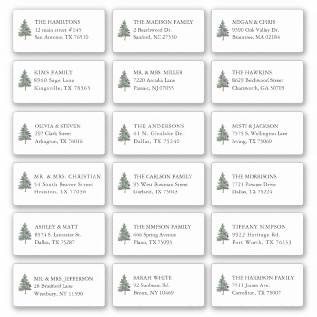 Sticker Pine Tree 18 Mariage Nom du bénéficiaire Adresse : (Devant)