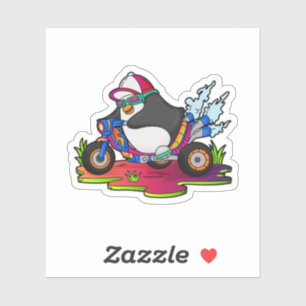 Sticker Pingouin as Biker