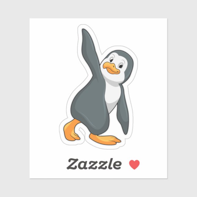 Sticker Pingouin au Yoga Exercice d'étirement (Feuille)