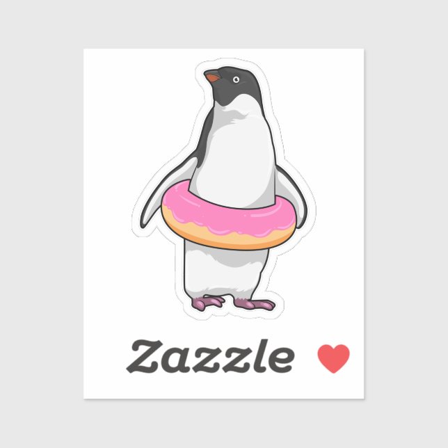 Sticker Pingouin avec Donut (Feuille)