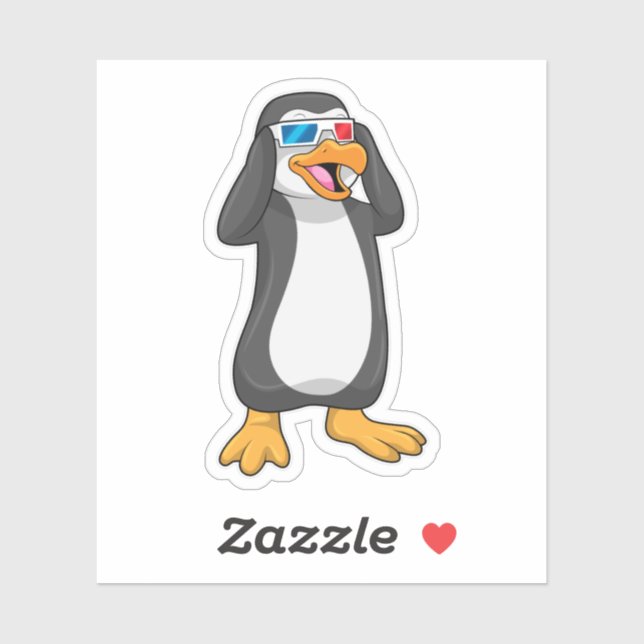 Sticker Pingouin avec lunettes (Feuille)