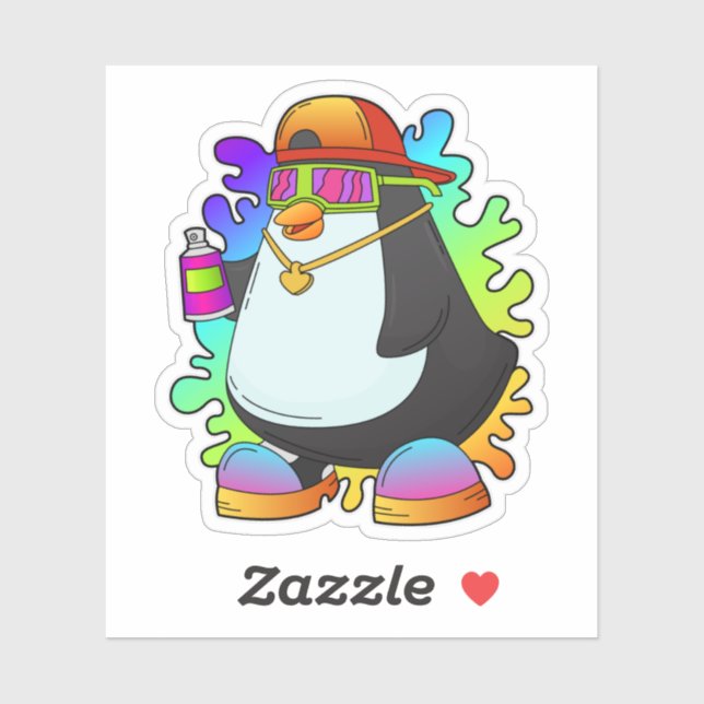 Sticker Pingouin comme peintre avec Spray (Feuille)