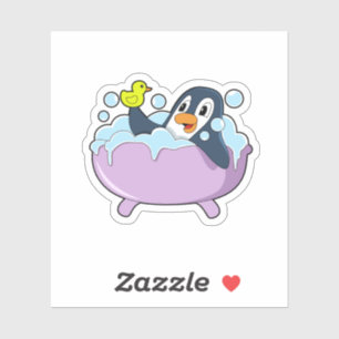 Sticker Pingouin dans la baignoire avec canard