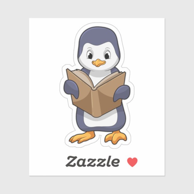 Sticker Pingouin Nerd avec Livre (Feuille)