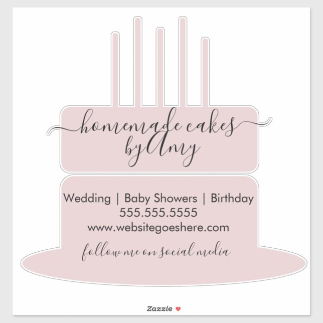Sticker Pink Cake Logo Boulangerie Commerciale Commerciali (Feuille)