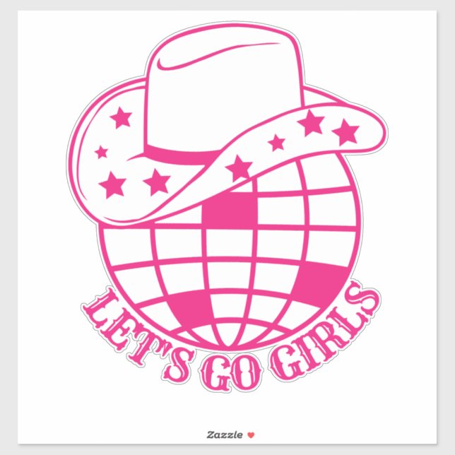 Sticker Pink Disco Cowgirl Let's Go Girls (Feuille)