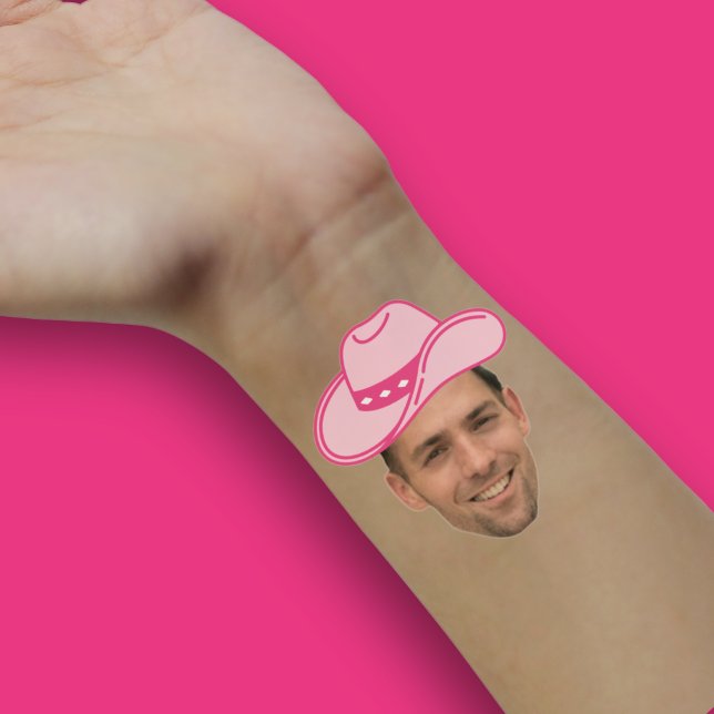 Sticker Pink Disco Cowgirl personnalisable Groom Face Main (Créateur téléchargé)